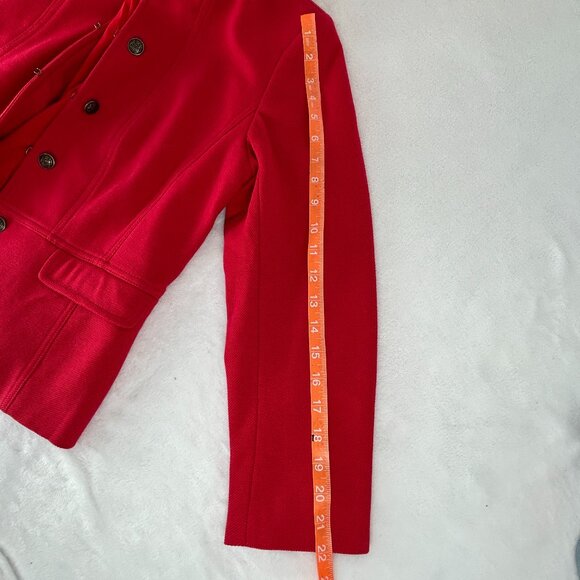 Talbots Women 6P Red Military Jacket Cotton Blend Buttons Twill Classic Holiday - Picture 7 of 16